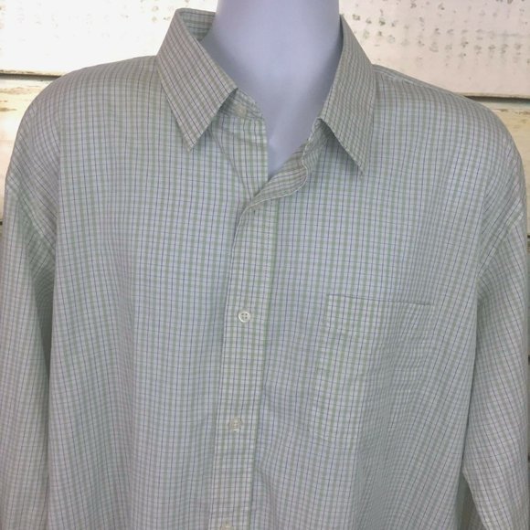 Men's Steve and Barry's Long Sleeve Green Check Button Down Shirt XL 17-17.5 - Picture 4 of 8